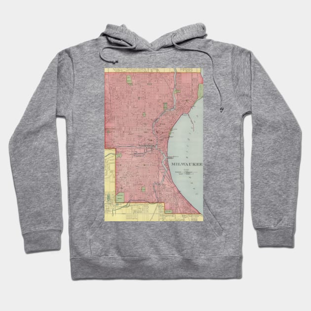 Vintage Map of Milwaukee Wisconsin (1903) Hoodie by Bravuramedia